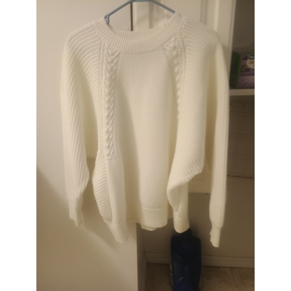 Women's Simply Vera Verawang White XXL Long Sleeve Crew Neck Pullover Sweater